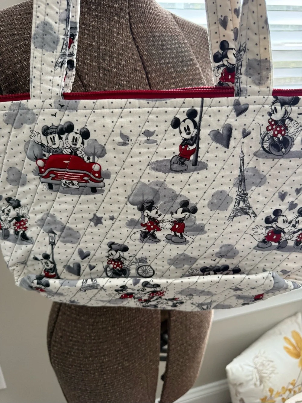 Disney Mickey Mouse Quilted Tote Bag Bundle - White/Red